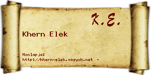 Khern Elek névjegykártya